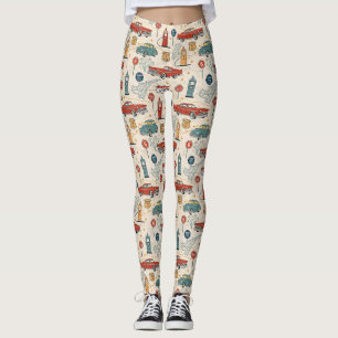 Vintage Road Trip-patroon (2) Leggings