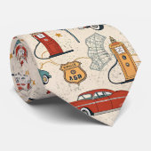 Vintage Road Trip Patroon (2) Stropdas (Opgerold)