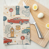 Vintage Road Trip Patroon (2) Theedoek (Quarter Fold)