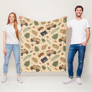 Vintage Road Trip Patroon (3) Fleece Deken