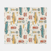 Vintage Road Trip Pattern (1) Fleece Deken (Voorkant (Horizontaal))