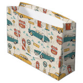 Vintage Road Trip Pattern (1) Groot Cadeauzakje (Achterkant Gekanteld)