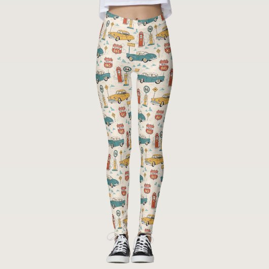 Vintage Road Trip Pattern (1) Leggings (Voorkant)