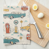 Vintage Road Trip Pattern (1) Theedoek (Quarter Fold)