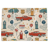 Vintage Road Trip Pattern (2) Groot Cadeauzakje (Voorkant)