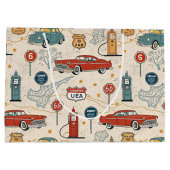 Vintage Road Trip Pattern (2) Groot Cadeauzakje (Achterkant)