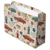 Vintage Road Trip Pattern (2) Groot Cadeauzakje (Achterkant Gekanteld)