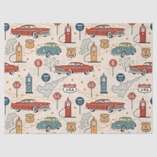 Vintage Road Trip Pattern (2) Tissuepapier (Voorkant)