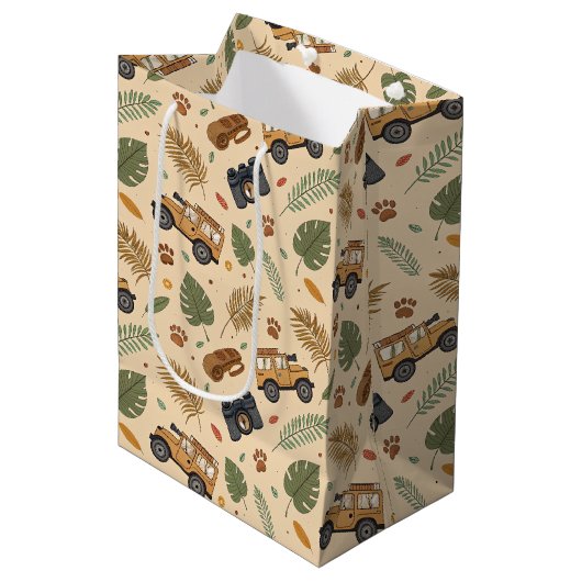 Vintage Road Trip Pattern (3) Medium Cadeauzakje (Voorkant Gekanteld)