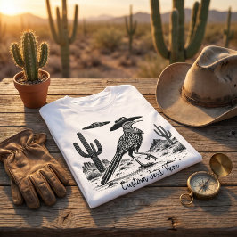 Vintage Roadrunner UFO Western Woestijn Vogel Cowb T-shirt