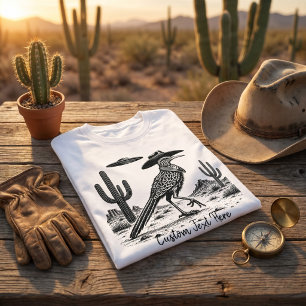 Vintage Roadrunner UFO Western Woestijn Vogel Cowb T-shirt