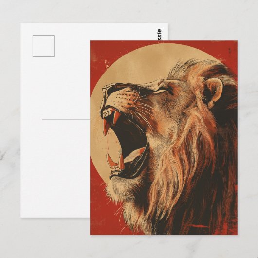 Vintage Roaring Lion  Briefkaart (Voorkant / Achterkant)