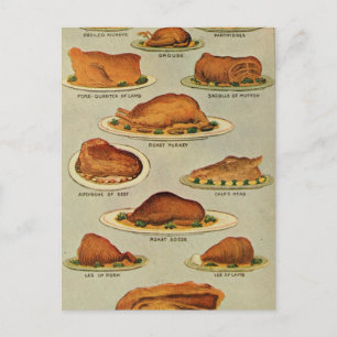 Vintage Roast Meat Illustration Briefkaart