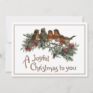 Vintage Robin Bird Kerstmis Groene Vrolijke Feestdagenkaart