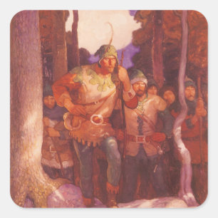 Vintage Robin Hood en zijn vrolijke vrienden door Vierkante Sticker