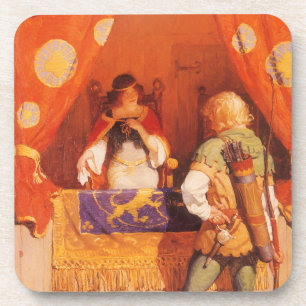 Vintage Robin Hood ontmoet Maid Marian door NC Wye Bier Onderzetter