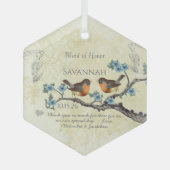 Vintage Robins Bruidsmeisje Ornamente Glas Ornament (Voorkant)