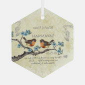 Vintage Robins Bruidsmeisje Ornamente Glas Ornament (Achterkant)
