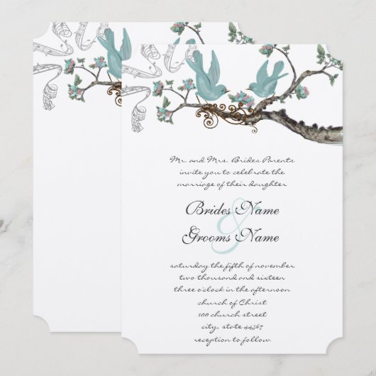 Vintage Robins Egg Blue Wedding Kaart (Voorkant / Achterkant)