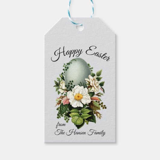 Vintage Robins Egg en Roos Cadeaulabel (Voorkant)