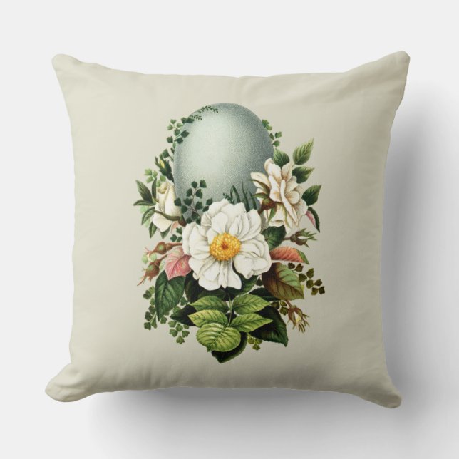 Vintage Robins Egg en Roos Kussen (Voorkant)