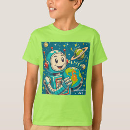 Vintage Robot in de ruimte Wetenschap Nieuwsgierig T-shirt
