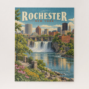 Vintage Rochester New York High Falls Silhouet Legpuzzel