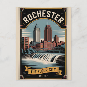 Vintage Rochester New York Retro Reisposter Feestdagenkaart