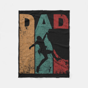 Vintage Rock Climming Vader Silhouet Vaderdag Fleece Deken