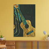 vintage rock guitar player artwork canvas afdruk (Insitu (Woonkamer))