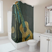 vintage rock guitar player artwork douchegordijn (In situ)