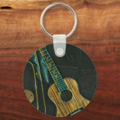 vintage rock guitar player artwork sleutelhanger (Voorkant)