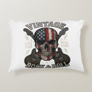 Vintage Rock Schedel Amerikaanse Vlag Gitaar Retro Accent Kussen