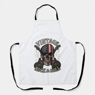 Vintage Rock Schedel Amerikaanse Vlag Gitaar Retro Schort