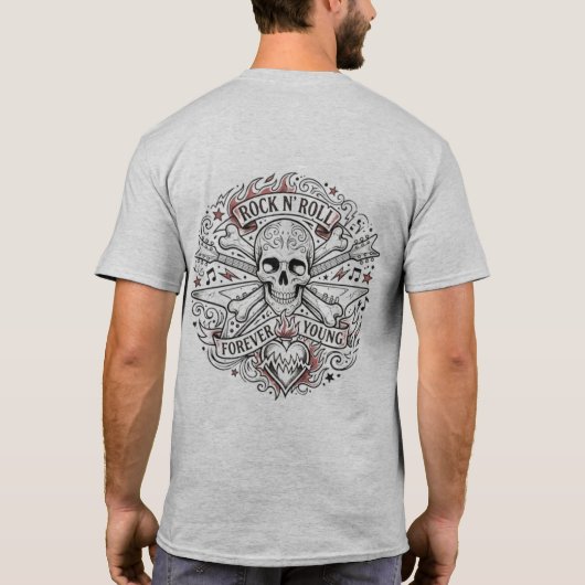 Vintage Rocker Schedel & Kruisbeenderen T-shirt (Achterkant)