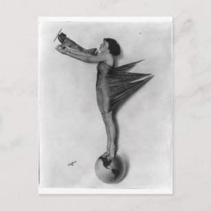 Vintage Rocket Lady Briefkaart