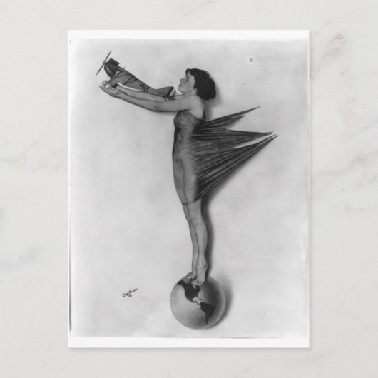 Vintage Rocket Lady Briefkaart (Voorkant)