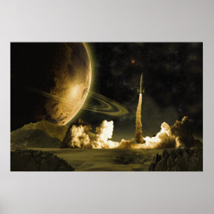 Vintage Rocket Launch Poster