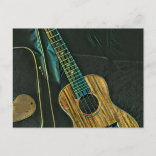 vintage rockgitaar speler kunstwerk briefkaart