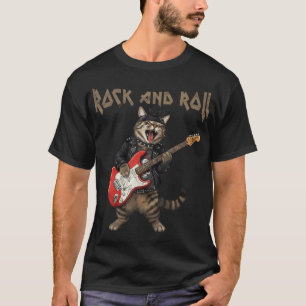 Vintage Rockgitarist Kat Rock And Roll Gitaar Ro T-shirt