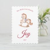 Vintage Rocking Horse Christmas Card Kaart (Staand voorkant)