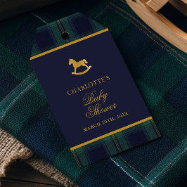 Vintage Rocking Horse Plaid Baby Shower Cadeaulabel