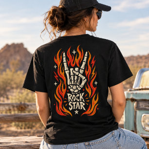 Vintage Rockster Skelet Hand Vlam T-shirt