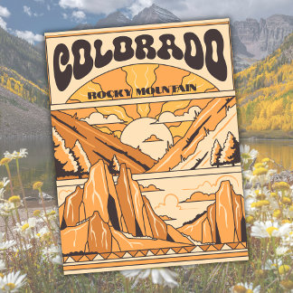 Vintage Rocky Mountains Colorado USA Travel Art Briefkaart