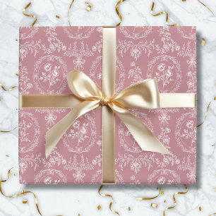 Vintage Rococo Bloemen Bloempatroon Cadeaupapier