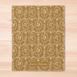 Vintage Rococo Bloemen Bloempatroon Gepersonalisee Fleece Deken