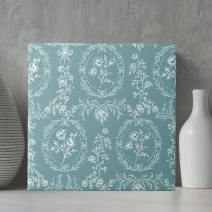 Vintage Rococo Bloemen Bloempatroon Tegeltje