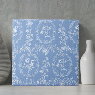 Vintage Rococo Bloemen Bloempatroon Tegeltje