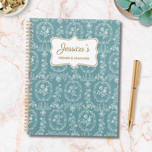 Vintage Rococo Bloemen Bloemstuk Persoonlijke Naam Planner