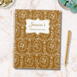 Vintage Rococo Bloemen Bloemstuk Persoonlijke Naam Planner